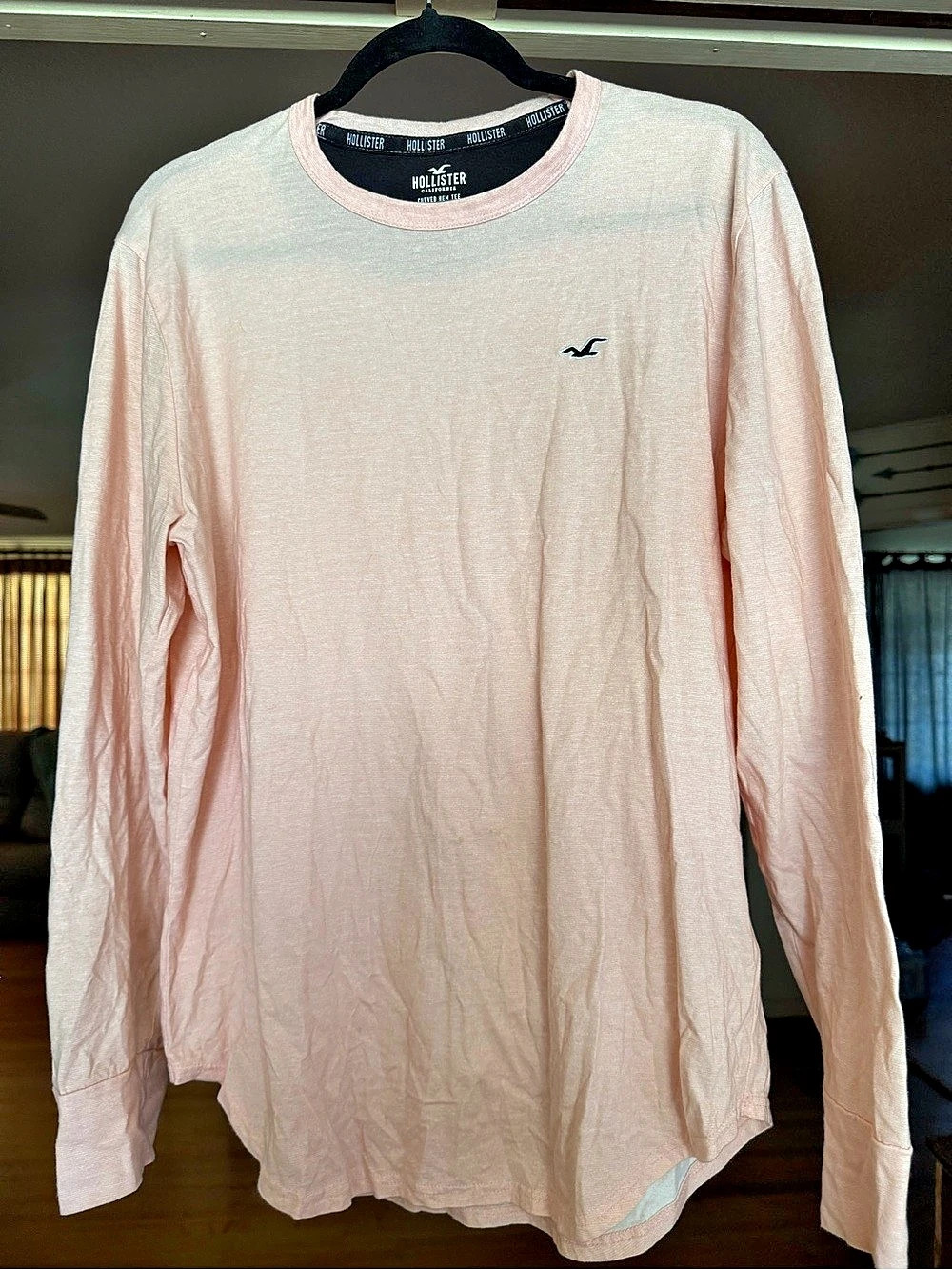 Hollister Curved Hem Tee Long Sleeve in Pink Large Like New